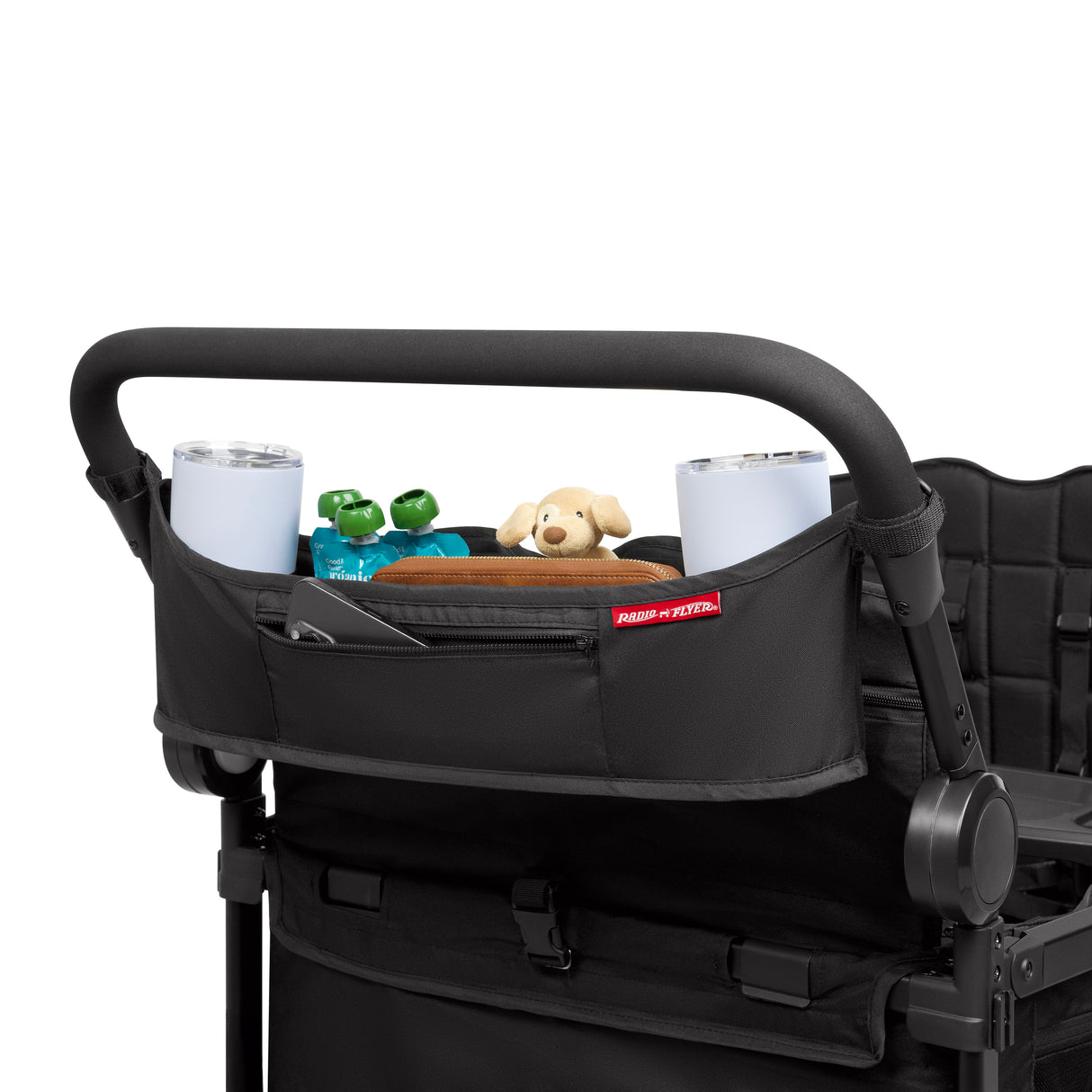 Parent Caddy Attached To Wagon Push Bar