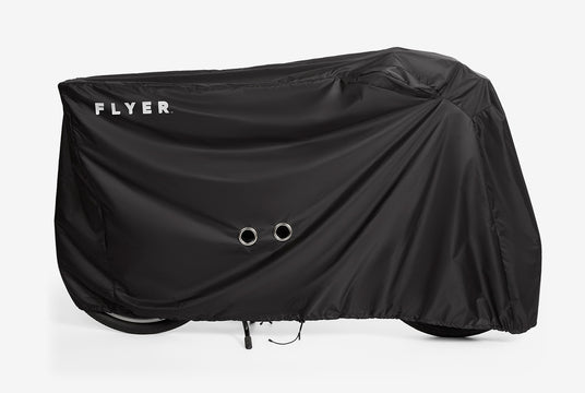 Bicycle cover with a FLYER logo on it.
