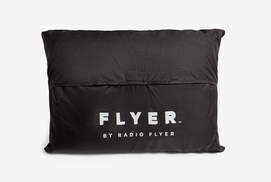 Zoomed in image showing the storage bag for the waterproof bike cover.