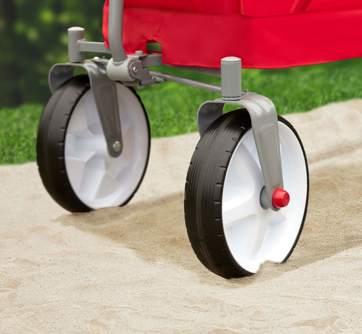 Boy & Girl Sitting in Beach & Boardwalk Wagon™ in Bench Seating