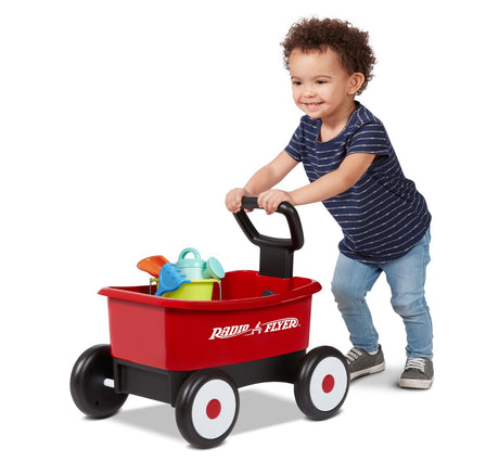 Push and pull walker wagon with gardening tools