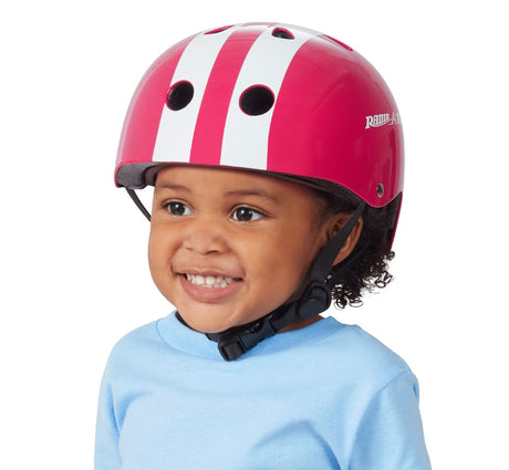 Girl Wearing the Pink Radio Flyer® Helmet
