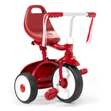 Red tricycle folded  on a white background