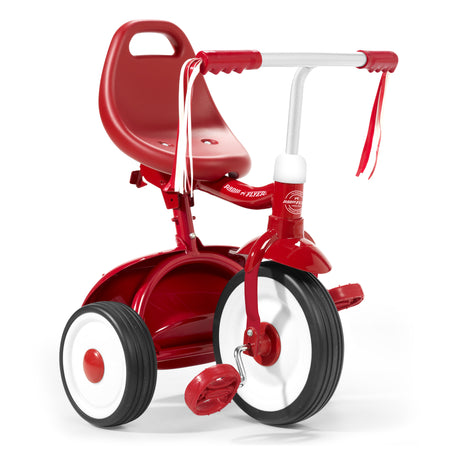 Red tricycle folded  on a white background