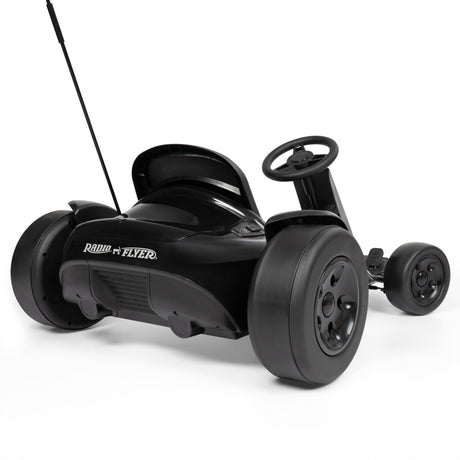 Rear view of a black go kart