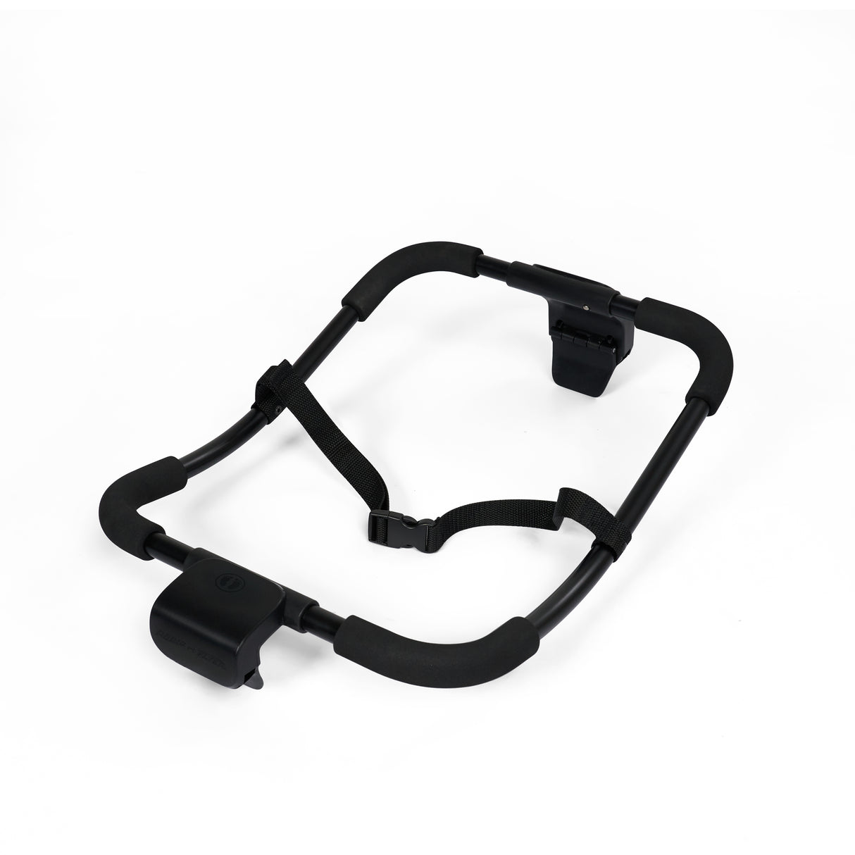 Black car seat adapter on a white background