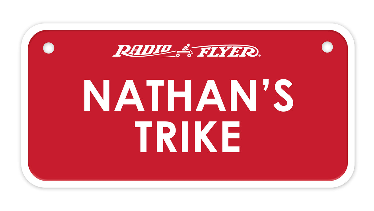 Personalized Trike Nameplate, Red