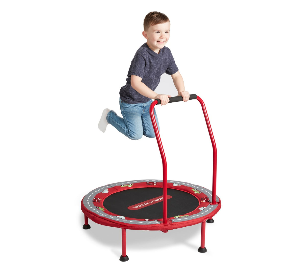 Boy Jumping on 2-in-1 Kids' Trampoline