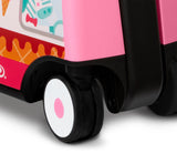 Toddler using 3-in-1 Happy Trav'ler: Ice Cream Truck storage side compartment