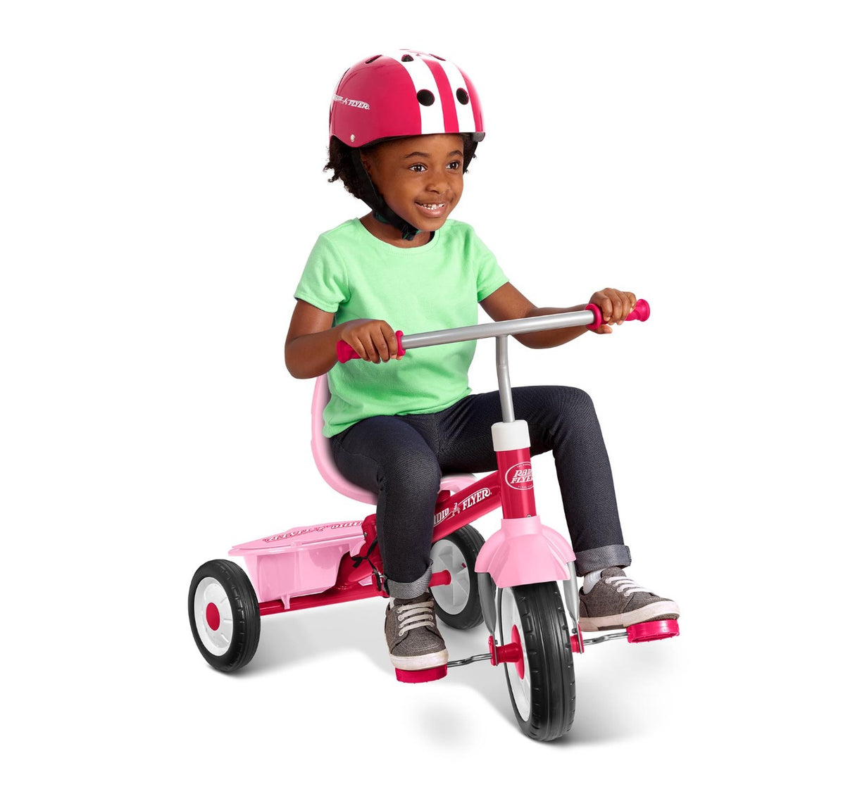 Girl riding 3-in-1 Stroll 'N Trike® Pink in classic trike mode