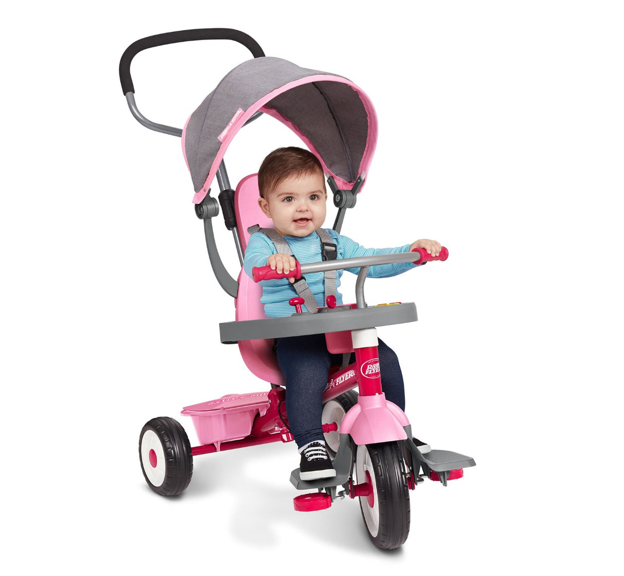 4-in-1 Stroll ‘N Trike with Activity Tray Pink