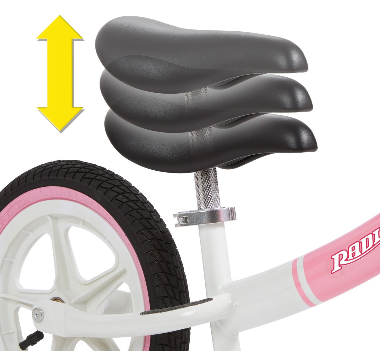 Air Ride Balance Bike Pink's Adjustable Seat