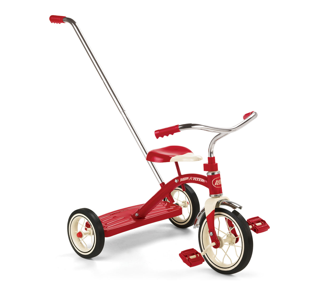 Classic Red Push Tricycle with Handle Stand Alone