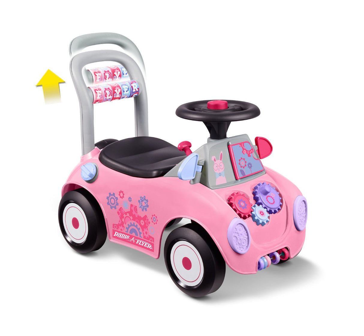 Creativity Car: Pink Ride-On Push Car Adjustable Push bar
