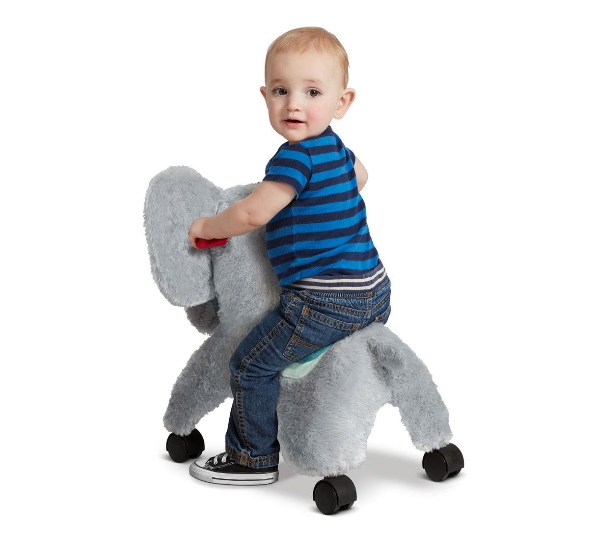 Toddler riding Ellie the Rolling Elephant