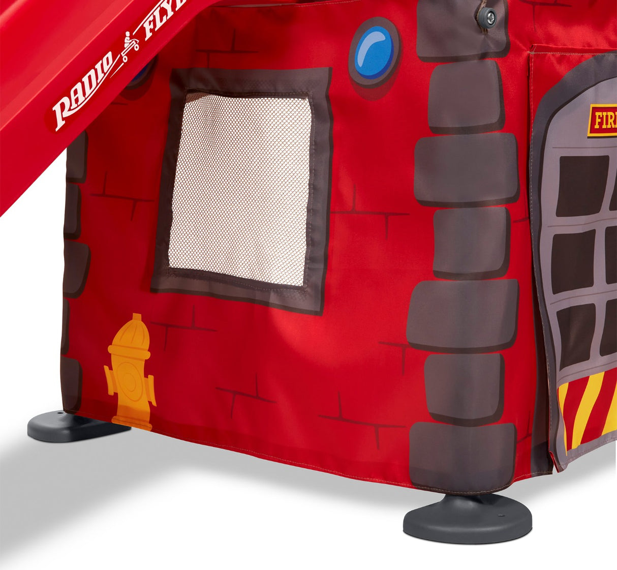 Play & Fold Away Fire Station's Secret Underneath Play Space With Two Doors And Two Mesh Windows