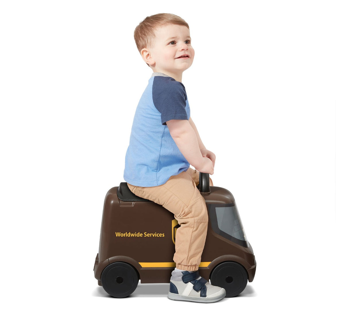 scoot and ride on the Ride & Deliver UPS Truck