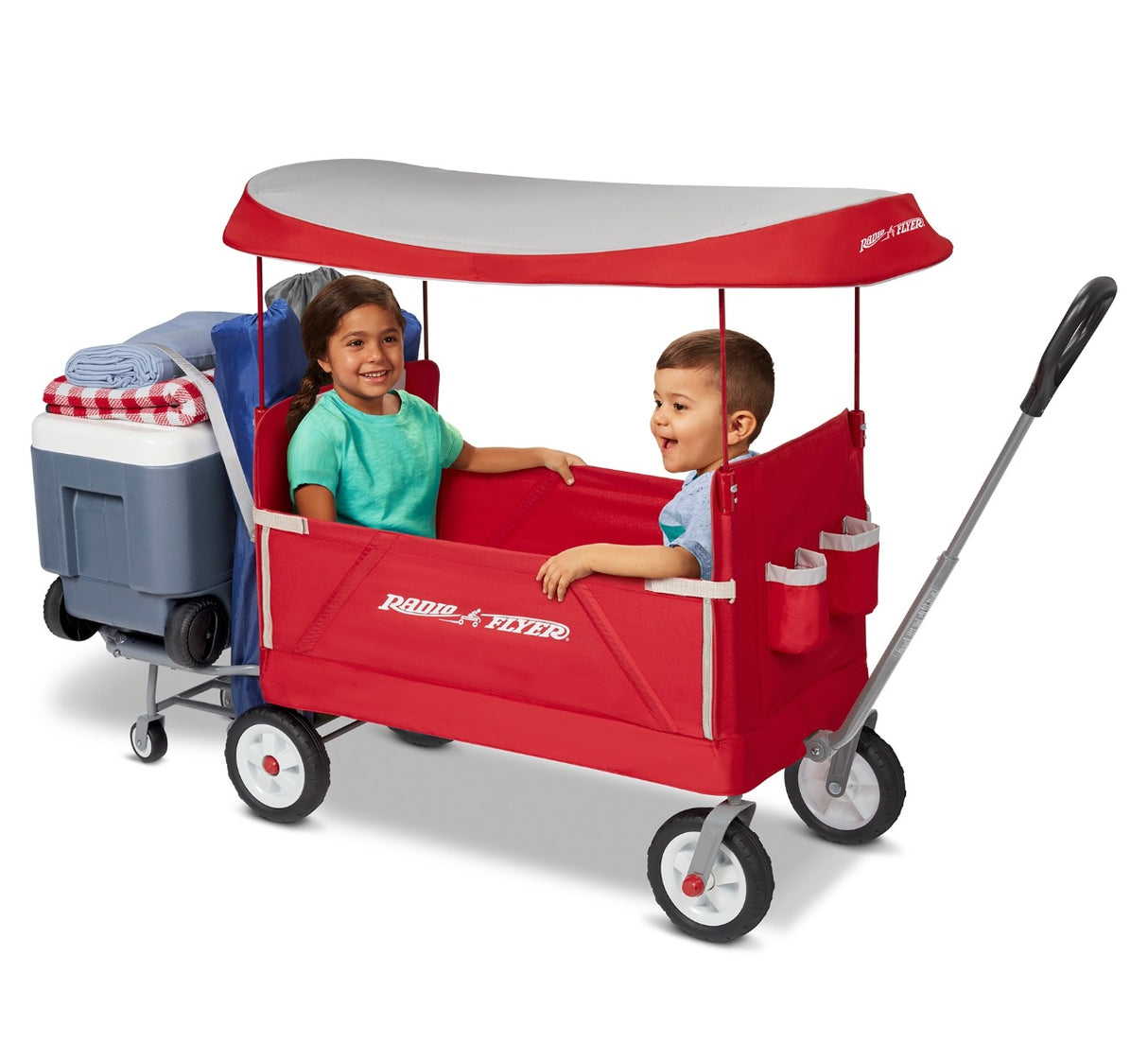 Boy & Girl Riding 3-In-1 Tailgater Wagon® With Canopy