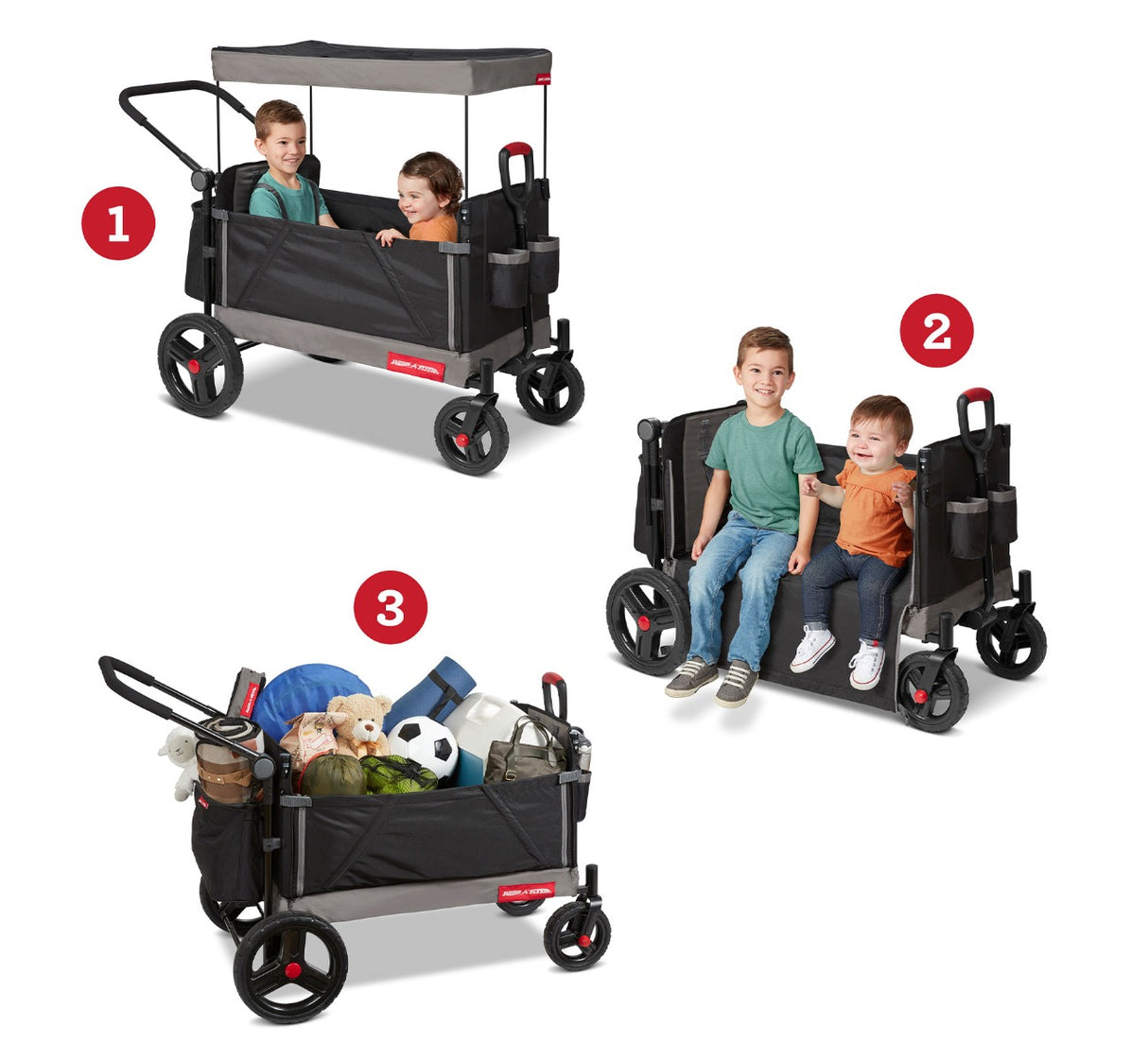 Trav'ler Stroll 'N Wagon™ with Protective Cover 3 Modes: Two Seater Riding